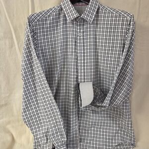 Bugatchi Men's Black and White Checkered Shirt